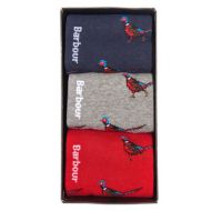 Barbour Mens Socks. Pheasant Selection. 3 Pairs Boxed Size M