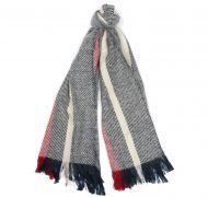 Barbour Ladies Scarf. Boucle Stripe - Navy / Ecru